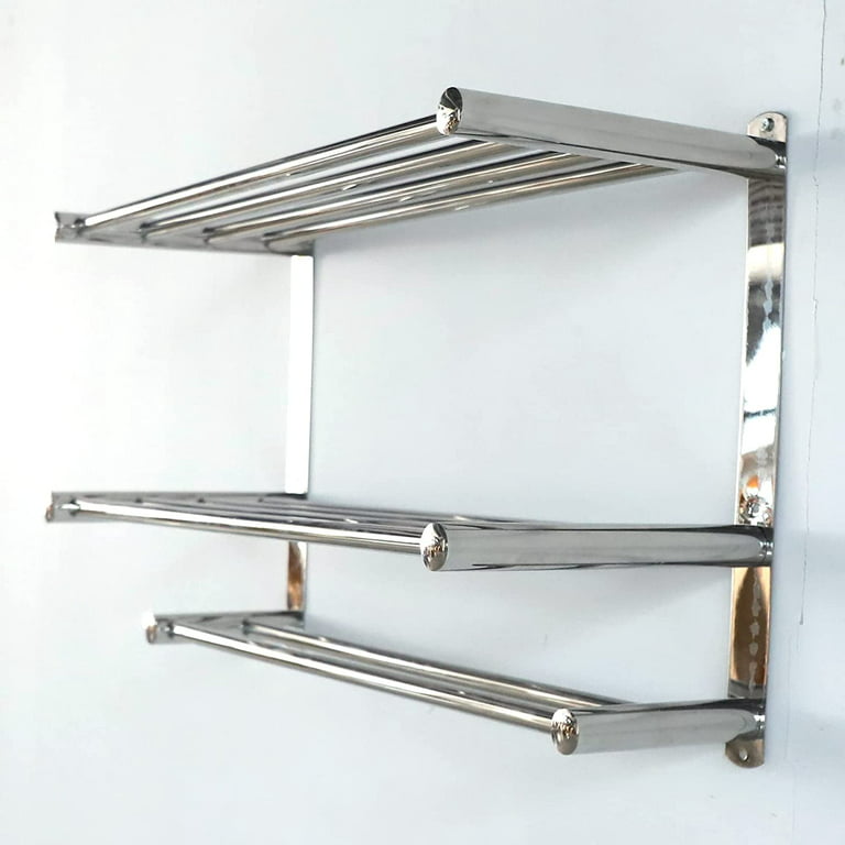 3 Tier Stainless Steel Silver Wall Mount Shelf Bathroom