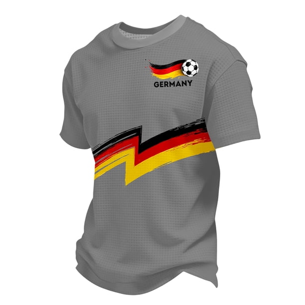 Women's Germany Football Graphic T-Shirt, Men's Soccer Graphic T-Shirt, Casual Short Sleeve Sports Top for Workout for Soccer Tournament 2026 Light Gray Size: S