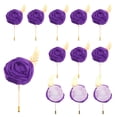 thumbnail image 1 of 12 piezas de Ramo de Rosa Púrpura Oscuro Boutonnieres Botones de Flor con Hoja para Boda (4.7 x 2 Pulgadas), 1 of 6