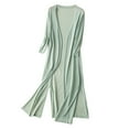 thumbnail image 2 of Clearance Sales Plus Size Coat Ladies' Solid Linen Ice Cotton And Linen Knit Cardigan Midi, 2 of 5