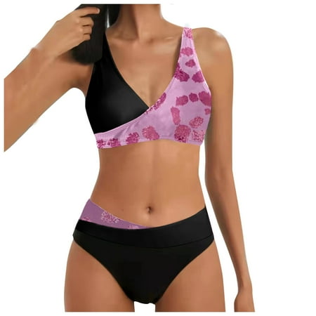Gubotare 2-Piece Women s Padded Push-up Bra Bikini Swimsuit Bathing Swimwear Beachwear Summer Set (Pink M)