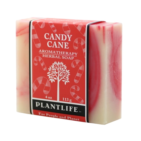 Plantlife Candy Cane Bar Soap - Moisturizing and Soothing Soap for Your Skin - Hand Crafted Using Plant-Based Ingredients - Made in California 4oz Bar