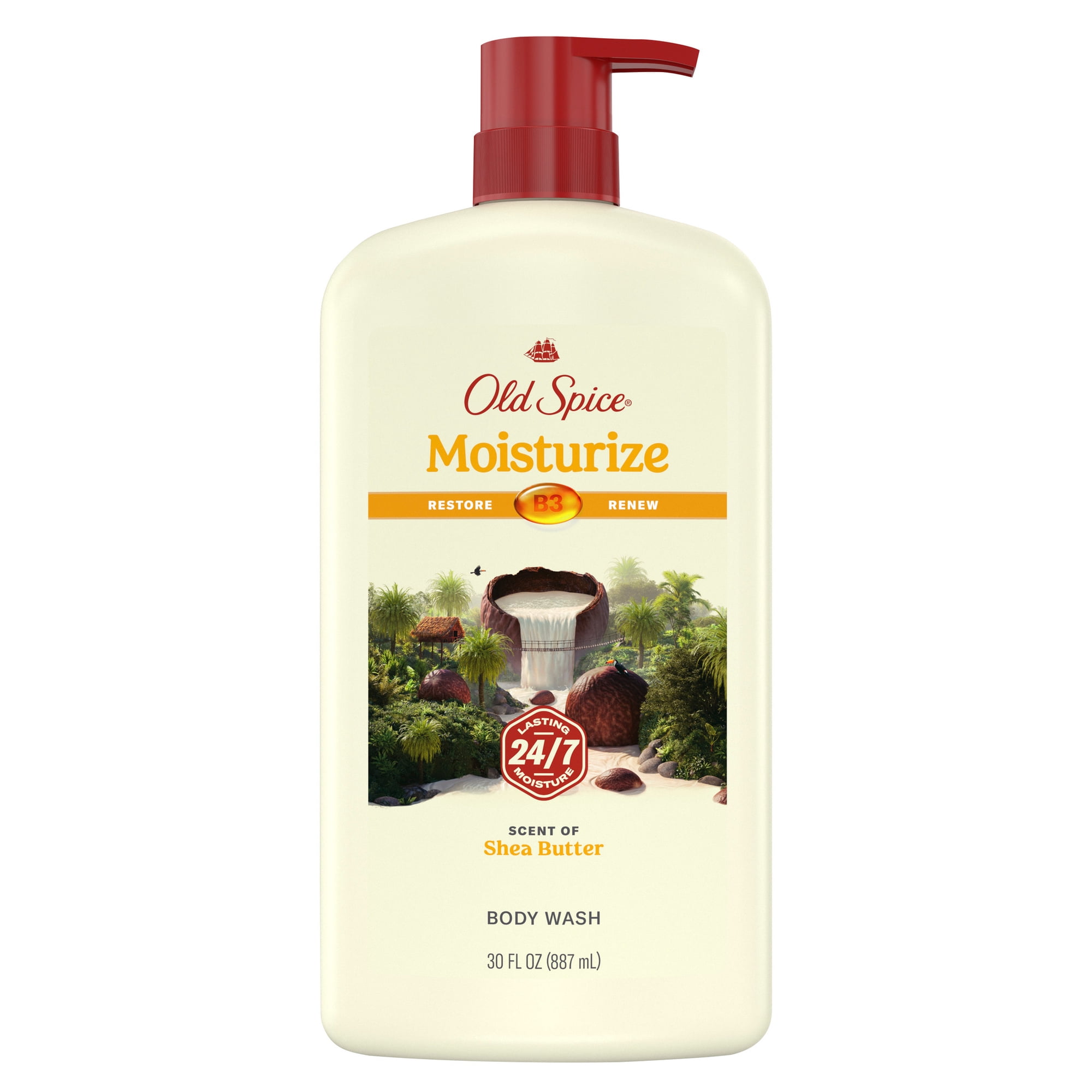 Old Spice Men's Body Wash Moisturize with Shea Butter, All Skin Types, 30 fl oz