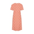 thumbnail image 5 of Women's Classic Polka Dot Midi Dress Short Sleeve Round Neck A-Line Sundress Loose Fit Casual Summer Vacation Beach Office Daily Wear Flattering Work Dress, 5 of 5