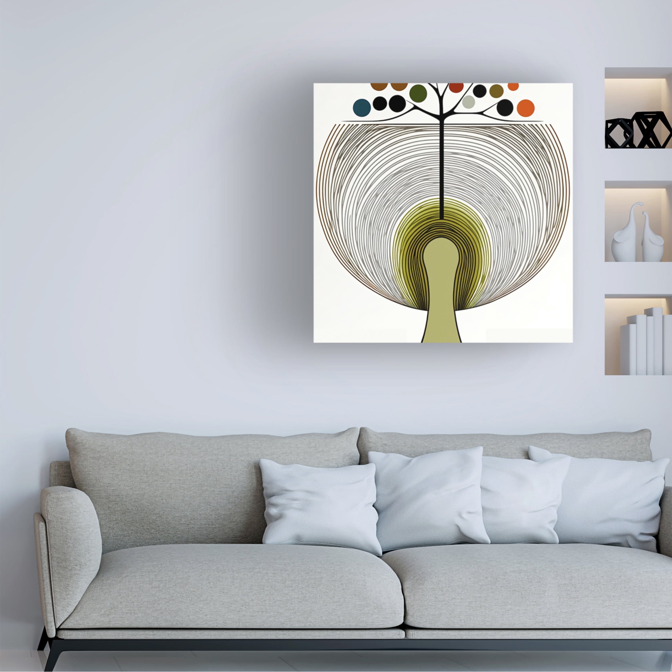 Canvas Wall Art - Ray Heere 'Mid Century Tree Of Life 14' Wall Art for Living Room, Bedroom, or Office Décor by Trademark Fine Art - 35 x 35 Inches