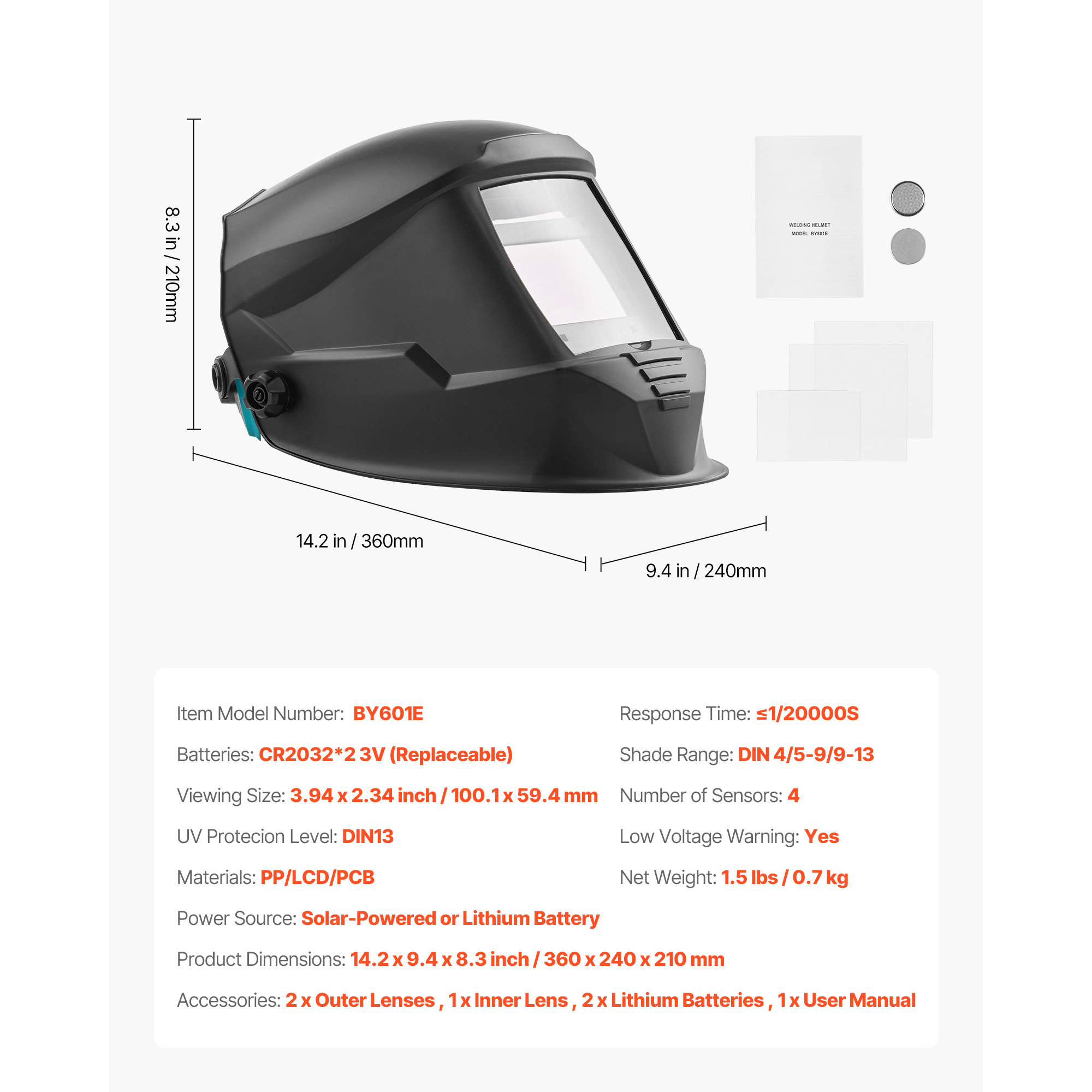 KFFKFF Auto Darkening Welding Helmet, 3.94" x 2.34" True Color Viewing Area, Solar-Powered Mask with 4 Arc Sensors, Adjustable Shade Range 4/5-9/9-13 for TIG, MIG, ARC Welding, Grinding
