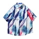 thumbnail image 1 of Camisas Para Hombre Manga Larga Camisa de manga corta con solapa y hebilla de bolsillo con impresión digital 3D para hombre (White, L), 1 of 4