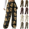 thumbnail image 5 of Women's Cute Teddy Bear Plush Pajama Pants, Soft Fleece-lined Warm Comfortable Plush Pants, Casual Lounge Wear,Coffee,XL, 5 of 8