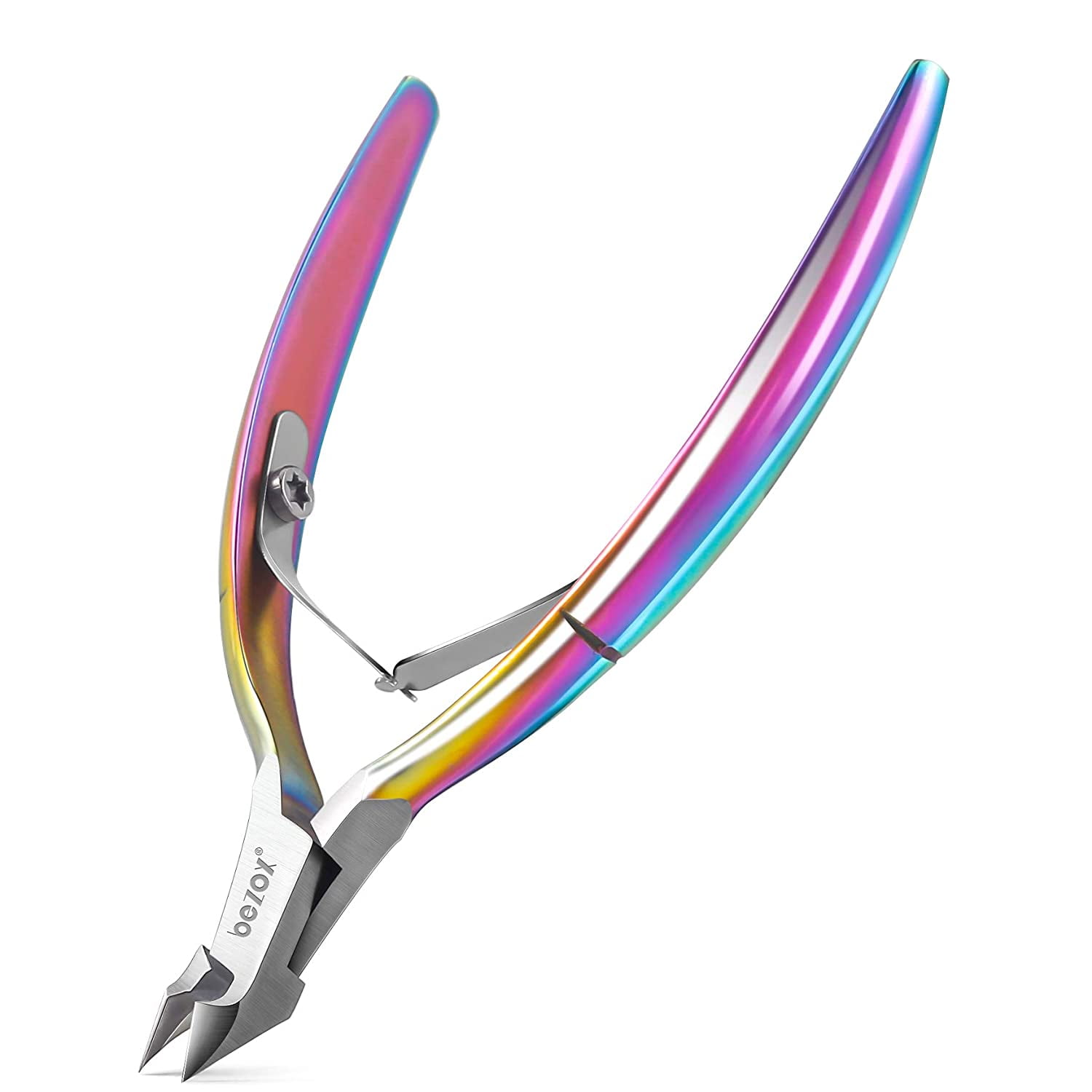 BEZOX Professional Cuticle Clipper with Tip Cover, Rainbow Finish, Stainless Steel Manicure Tool Cuticle Remover, 7mm Jaw, 1 Piece