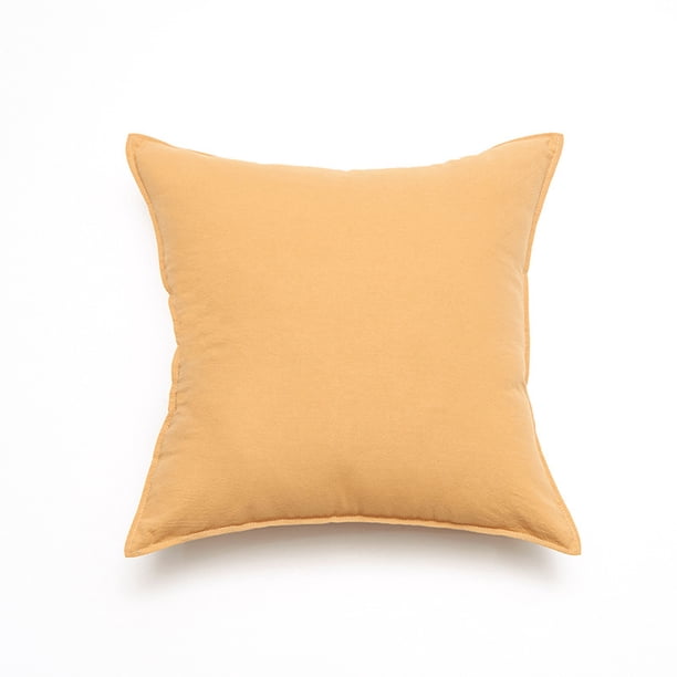 Xiao Hua Cojín decorativo, 45*45cm amarillo, 1 cojín decorativo con funda de algodón lavado y relleno de algodón PP, cojín suave para sofá, cama, sala de estar.