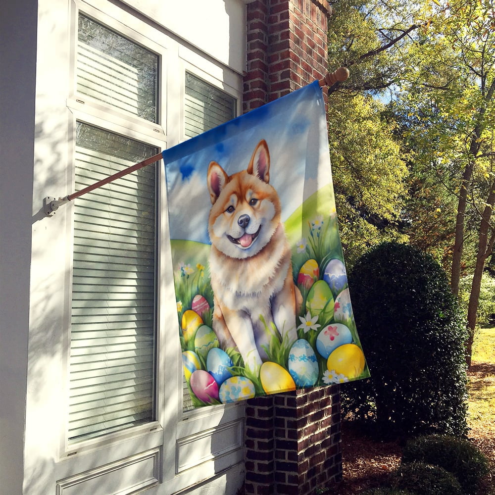 Akita Easter Egg Hunt House Flag 28 in x 40 in
