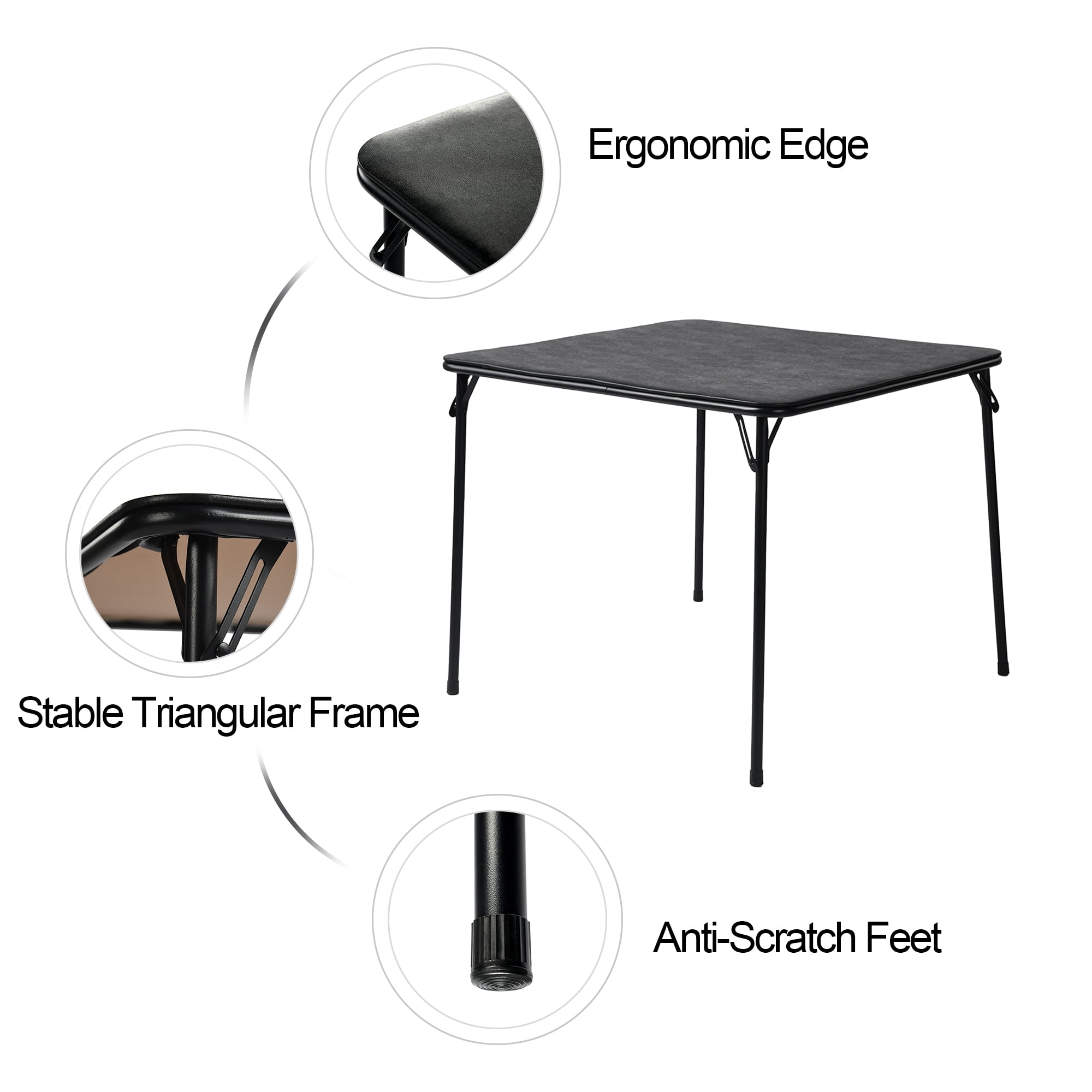 Homy Casa 31.5" Folding Card Table, Portable Table for Dining, Camping, or Game Night, Black