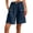 Navy-shorts, variant on Bermuda Cargo Shorts for Women, Linen Casual Long Knee Length High Waisted Shorts, Wide Leg Summer Fashion Loose Bottoms
