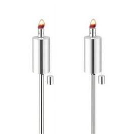 Two Stainless Steel Cylinder Shaped Anywhere Garden Tiki Torches - Set of 2 Two Stainless Steel Cylinder Shaped Anywhere Garden Tiki Torches - Set of 2