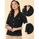 thumbnail image 2 of Blusa elegante de gasa de verano con cuello en V y manga corta para mujer Negro XS, 2 of 6