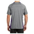 thumbnail image 2 of Yellow Rooster Men's Heather Colorblock Contender Polyester Tee Vintage Heather/ Purple L, 2 of 8