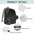thumbnail image 4 of Game Controller Black Pattern Backpack for School, Cute School Bag with Adjustable Shoulder Straps and Padded Back, 15.7"x11.8"x5.5", 4 of 5