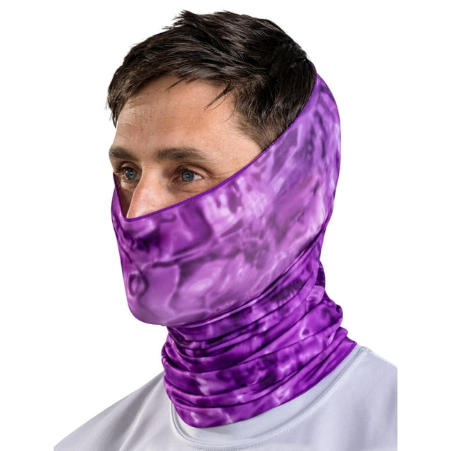 Aqua Design Fishing Hunting Masks Neck Gaiters for Men and Youth: UPF 50+ Sun Mask Protection: Camo Half Face Cover Balaclava Bandana: Liquid Purple size L