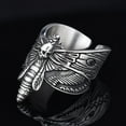 thumbnail image 2 of Stainless Steel Gothic Butterfly Ring Unisex Deathly Moth Jewelry Durable Trendy Statement Rings For Men Women, 2 of 10