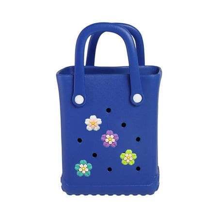Girls Mini Travel Beach Bag Rubber Beach Bag Large Large Capacity Summer Beach Tote Graphic Tee Eva Swim Bag Blue