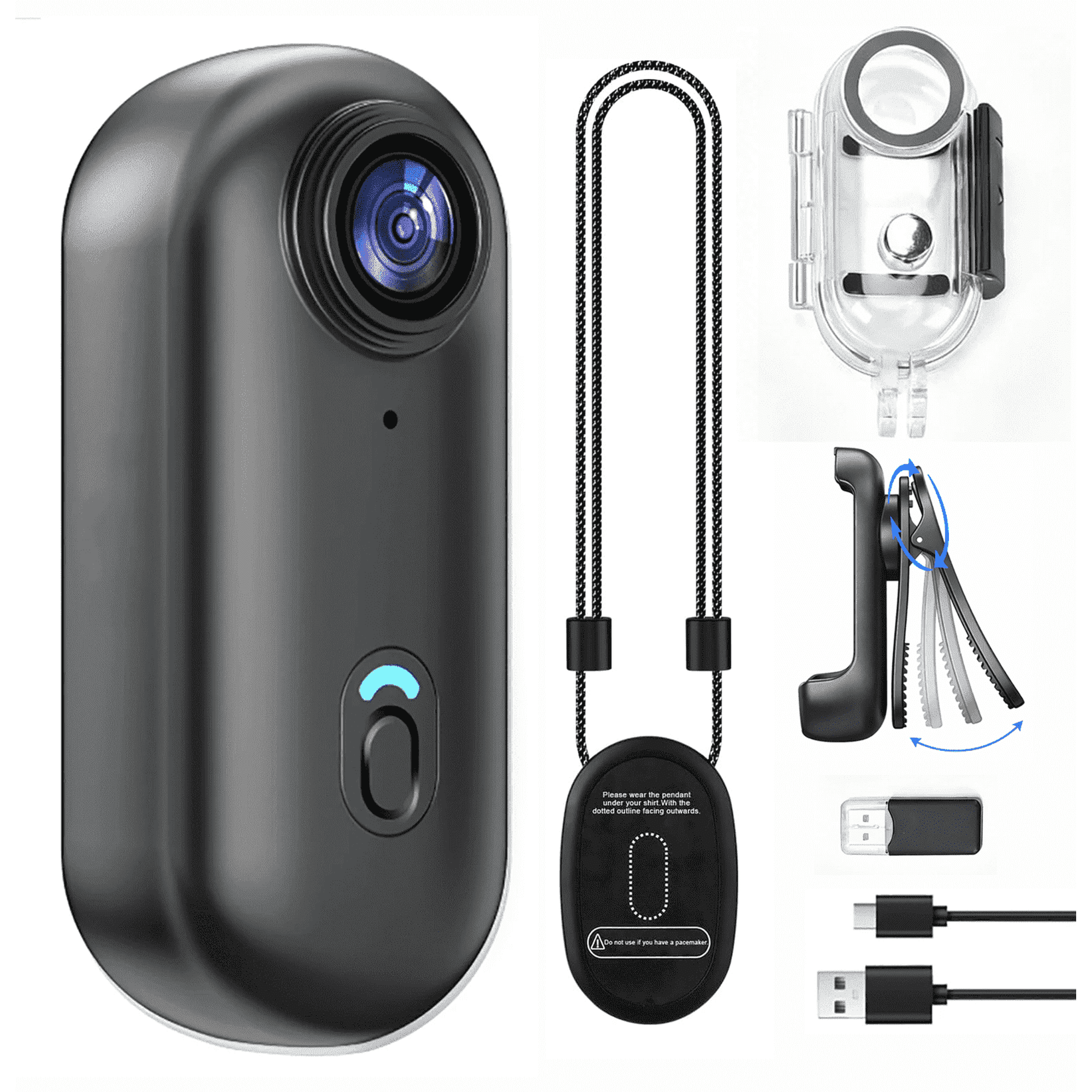 JETO H88 Body Camera, 1080P, 64GB, Magnetic Clip, Waterproof Case, Black