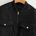 thumbnail image 5 of BiZtdJrK Womens Short Bomber Jacket Zip Up Long Sleeve Fashion Cropped Outerwear Casual Fall Jackets with Flap Pockets Black M, 5 of 7