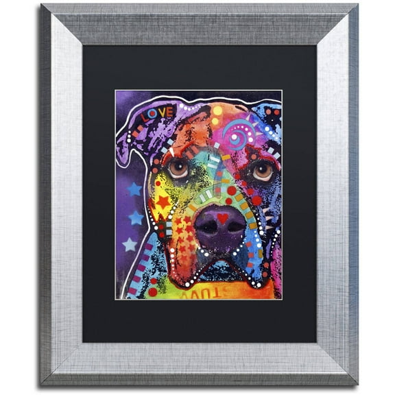 Trademark Fine Art "American Bulldog 121609" Canvas Art by Dean Russo, Black Matte, Silver Frame