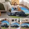 thumbnail image 5 of Watercolor Trains Round Area Rug 3.3Ft Washable Circle Rugs for Dining Room Table, Modern Nature Landscape Blue Green Non-Slip Carpet Floor Mats Indoor Outdoor Carpet Runner Aesthetic Home Decor, 5 of 8