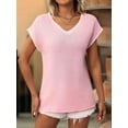 thumbnail image 5 of Women'S Sleeveless Sweater Casual V Neck Cap Sleeve Knit Pullover Tank Tops Pink M, 5 of 9