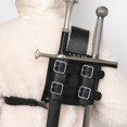 thumbnail image 4 of Accesorios de fotografía de funda, soporte de de material cuero PU temática, accesorios de disfraz de Halloween, de escenario, Negro CUTICAT Vaina de espada doble, 4 of 6