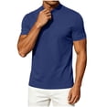 thumbnail image 4 of TKKCS Mens Mock Neck Short Sleeve T-Shirt- Stretch Lightweight Slim Fit Summer Casual Daily Wear Basic Tee Navy Size M, 4 of 7