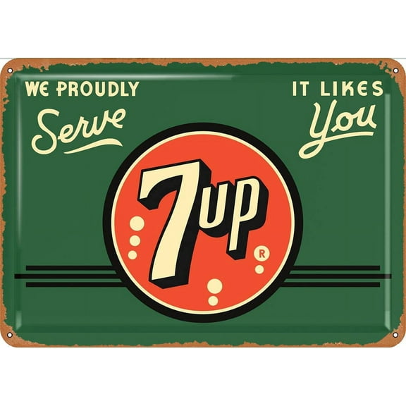 Old 7up Sign 6 - Retro Metal Tin Sign Vintage Plaque Poster for Home Kitchen Bar Coffee Shop 12x8 Inch