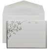 JAM Paper Wedding Invitation Sets, Small, 4.875" x 3.375", White with Silver Leaves Design, White Envelopes, 100/pack