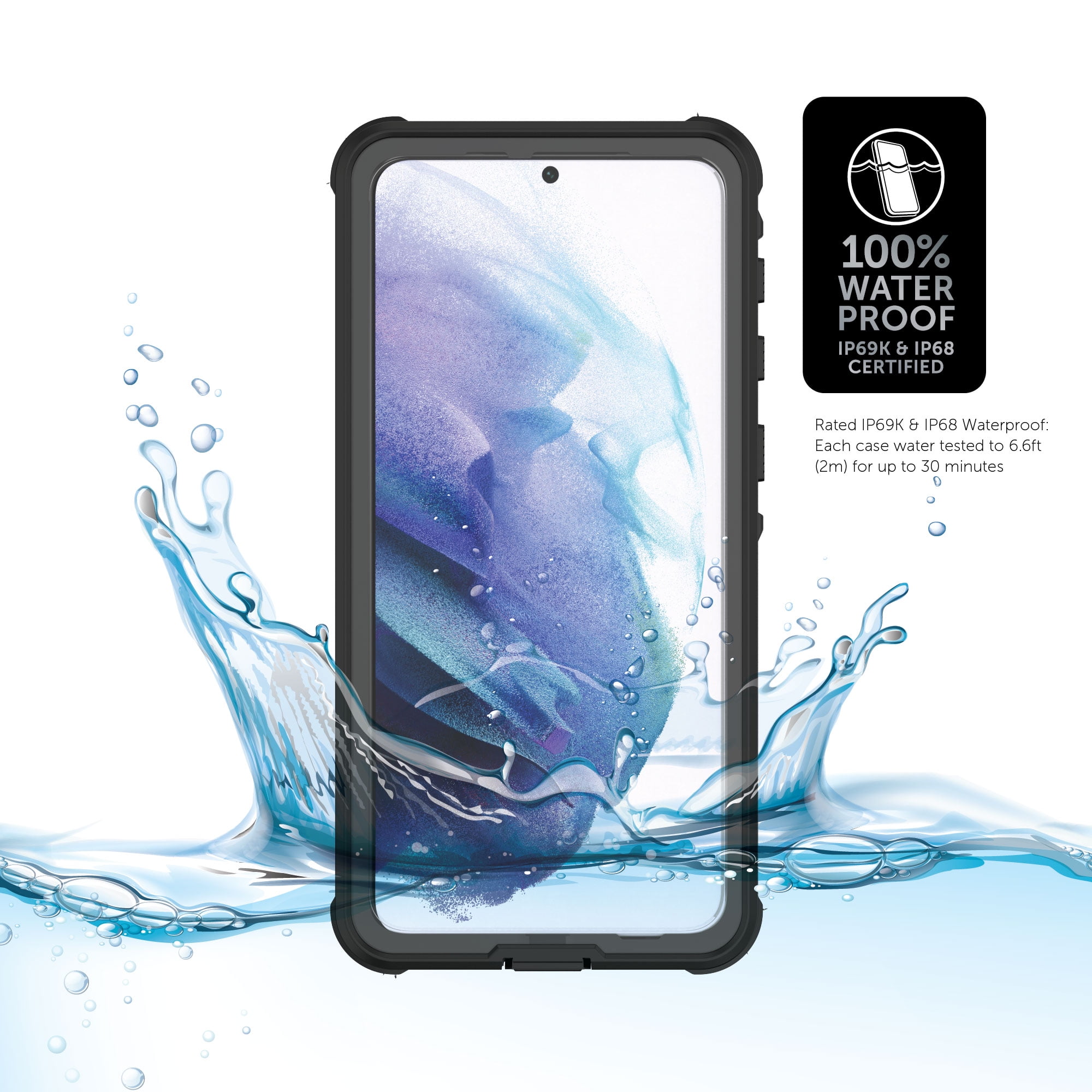 Samsung Galaxy S21+ 5G Body Glove Tidal Waterproof Phone Case, Clear/Black