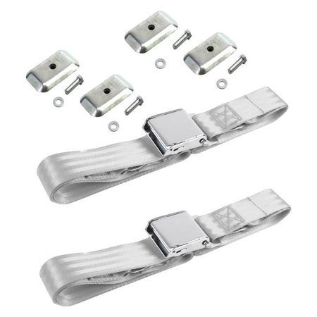 safeTboy  Gray & Grey Lap Bucket Seat Belt Kit with Bracketry for 1987-1996 Jeep Wrangler Airplane 2 Point - 2 Belts