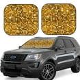 thumbnail image 6 of Kdxio Bright Shiny Golden Print 2-Piece Sun Shade Front Windshield - Foldable Car Front Window Sunshades for Most Sedans SUV Truck, 6 of 6