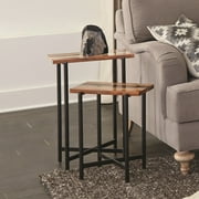 Alaterre Rivers Edge 18" Acacia Wood and Acrylic Nesting End Tables, Set of 2