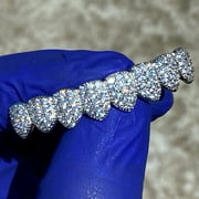 Grillz Silver Tone 8 Bottom Teeth Eight Piece Micro Pave Bling Really Iced CZ Grills