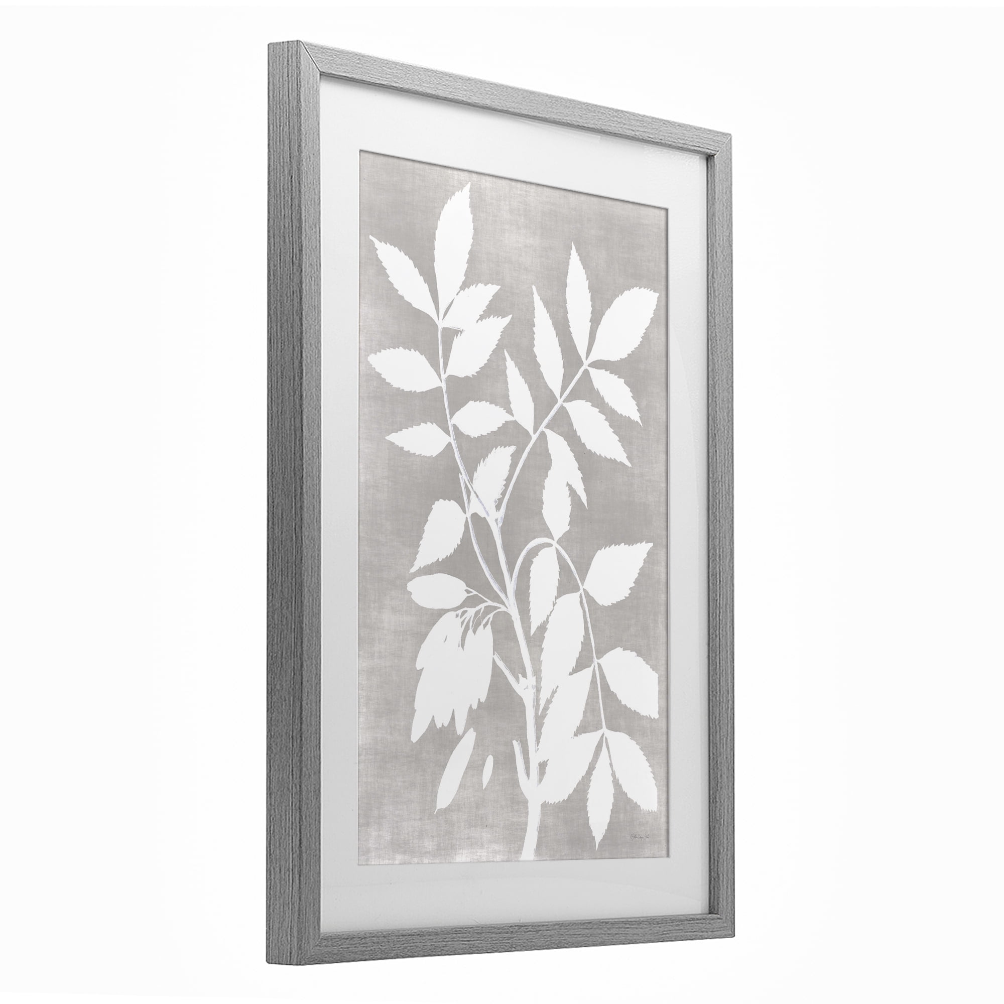 Stupell Industries Minimal Foliage Impression Gray Framed Print Under Glass, design by Stellar Design Studio