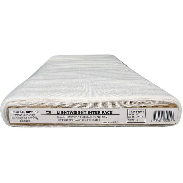 Light Weight Inter-Face White 5 y. HTC6000-1 - 20 Inches Wide, Sew-In Non Woven Sold in 5 Yards Package