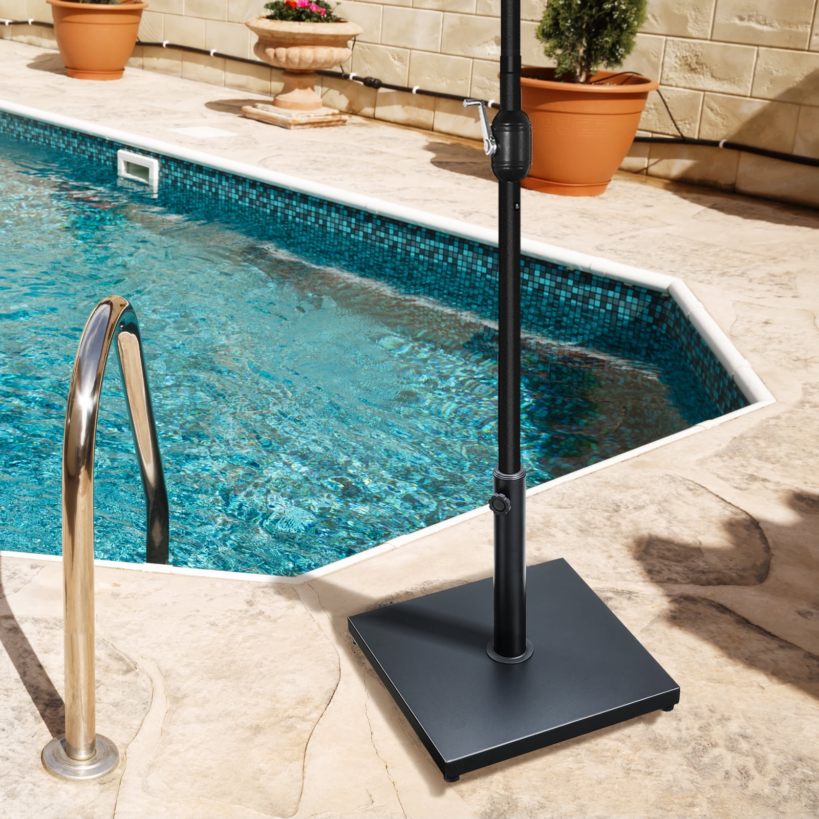 BPS 39 lb Heavy Duty Square Outdoor Concrete Patio Umbrella Base Stand Black