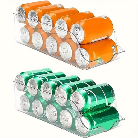 Soda Can Organizer,10 Cavity Durable Can Storage Organizer Fridge & Kitchen Organization,Beverage Dispenser for Refrigerator,Transparent Large Plastic Box For Kitchen & Pantry