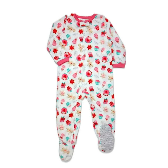 Carter's Toddler Girl's Christmas Holiday Snacks Fleece Pajama Sleeper, Size 4T