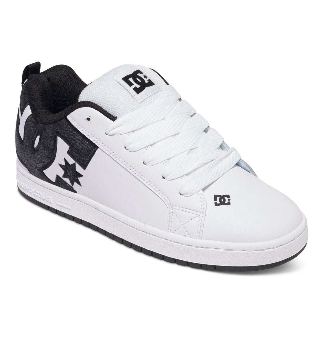 DC Court Graffik SE Mens White Leather Athletic Lace Up Skate Shoes 