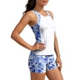 thumbnail image 5 of BiZtdJrK High Waisted Swimsuits for Women Tummy Control Full Coverage Tankini Swimwear Hawaiian Print Tank Tops and Beach Shorts Two Piece Swim Outfits Multicolor S, 5 of 9
