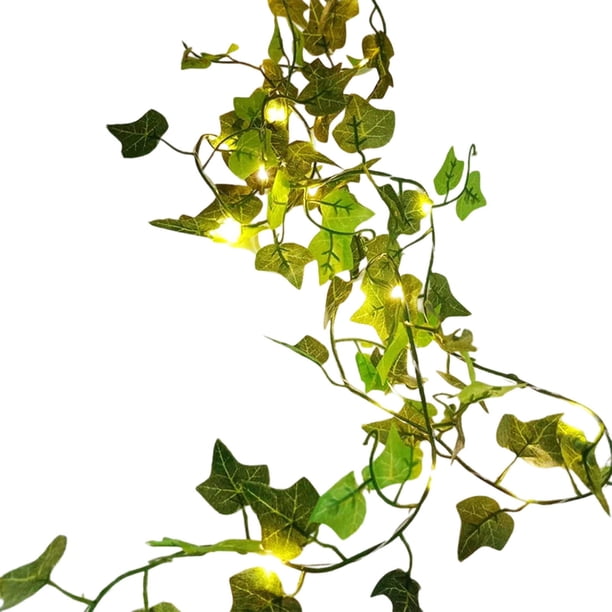 Guirnalda de luces de olivo con luces LED artificiales de color blanco cálido para dormitorio, sala de estar, boda, interior y exterior, funciona con pilas, ratán.