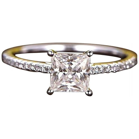 Prinncess Cut 1.25 Carat Man made diamond moissanite and Man made diamond moissanite Solitaire Ring with 18k Gold Plating