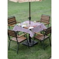 thumbnail image 3 of Outdoor Tablecloth with Umbrella Hole and Zipper, Happy Easter Square Table Cloth 54x54 Inch Waterproof Tablecloth, Cute Gnomes Eggs Spring Daisy Flowers Purple Picnic Table Cover for Patio Camping, 3 of 7