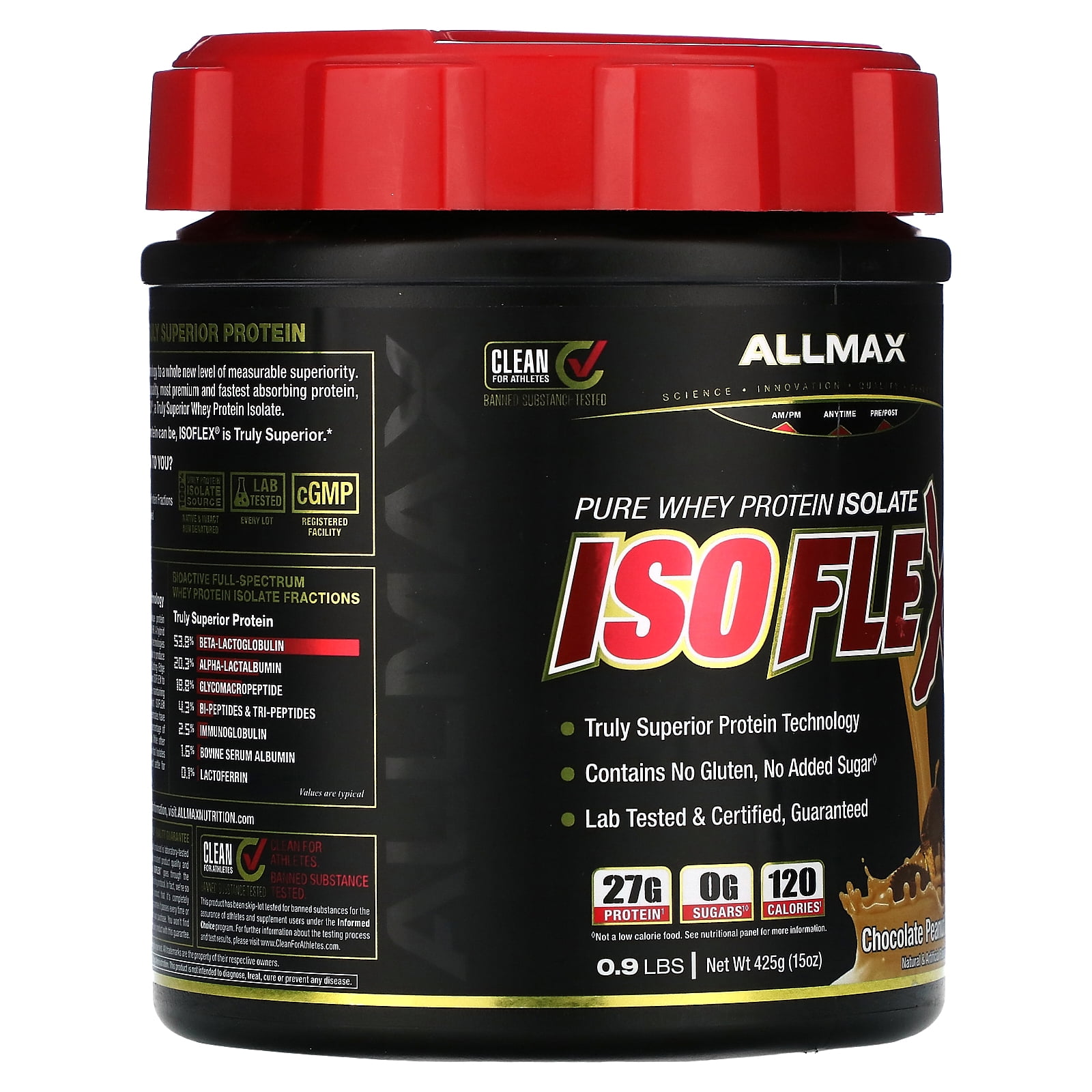 ALLMAX ISOFLEX®, Pure Whey Protein Isolate, Chocolate Peanut Butter, 0.9 lbs (425 g)
