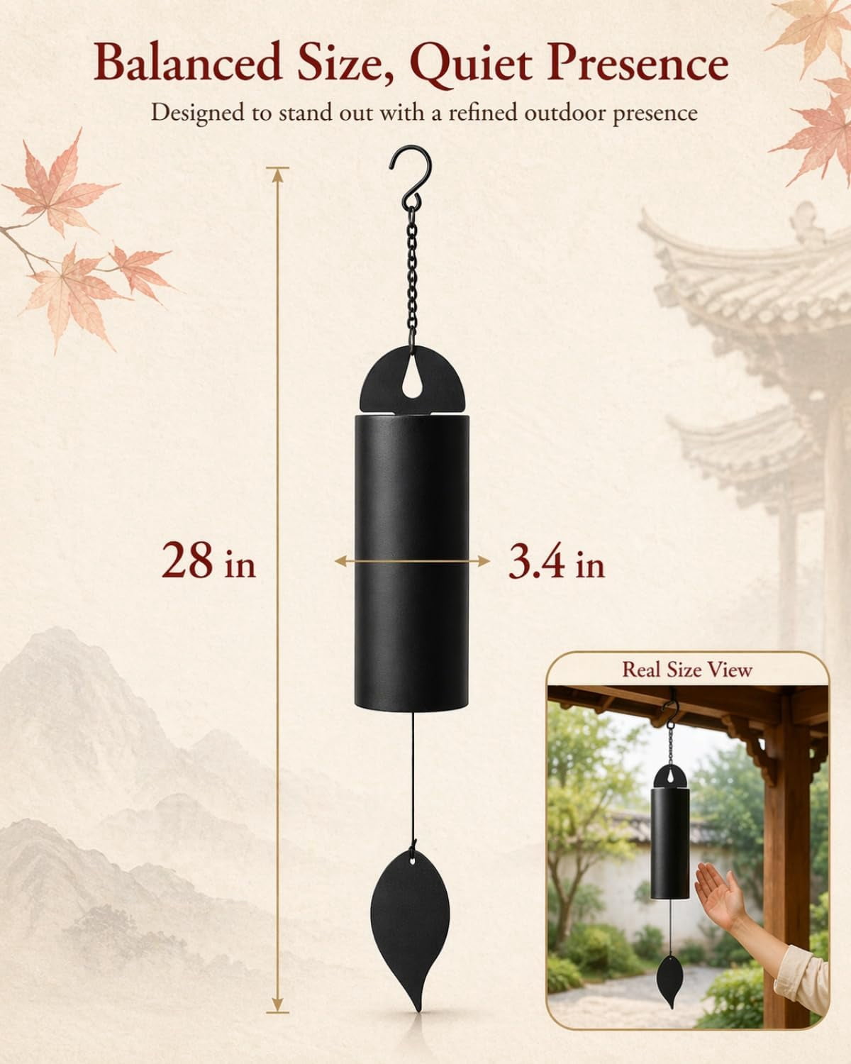 Large Copper Wind Chimes, Deep Tone